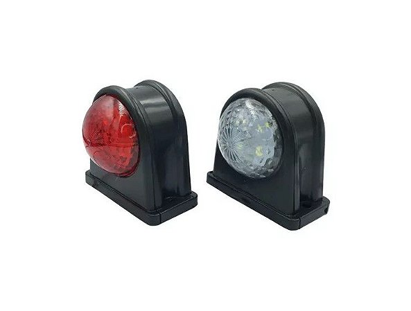 LANTERNA DELIMITADORA 8 LEDS COM SUPORTE 12-24V VERMELHA BRANCA