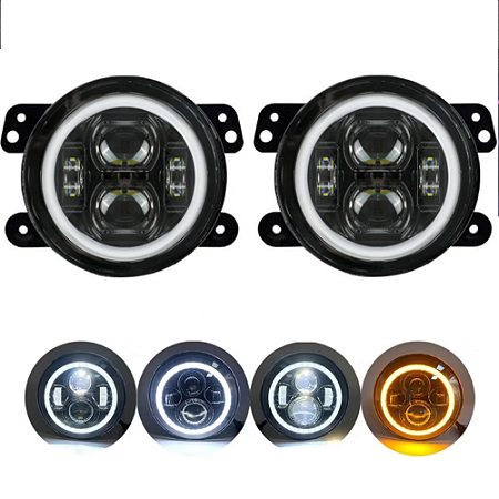 FAROL DE LED REDONDO 4` 10CM COM DRL/SETA 2 FASES 60W 12-24V UNIVERSAL