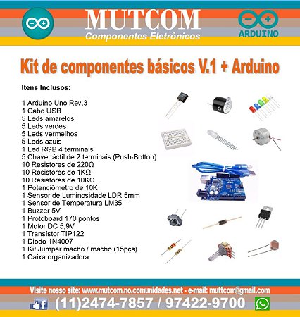 Kit de componentes básicos para Arduino V.1 + Arduino UNO