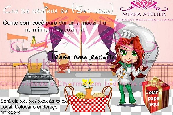 Convite Chá de Cozinha Personalizável