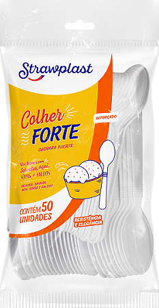 Colher Refeição Forte Branco c/50 Strawplast