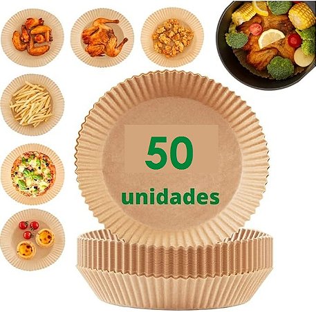 Kit com 50 unidades de papel descartável antiaderente para Air Fryer
