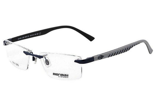 Mormaii 1125 925 Cor Frontal azul Brilho hastes cinza por fora e preto fosco por dentro tam 53