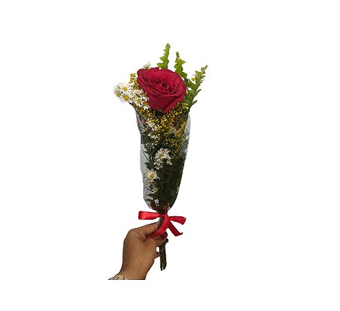 Arranjo Solitário de Rosa Vermelha  Modelo Tradicional