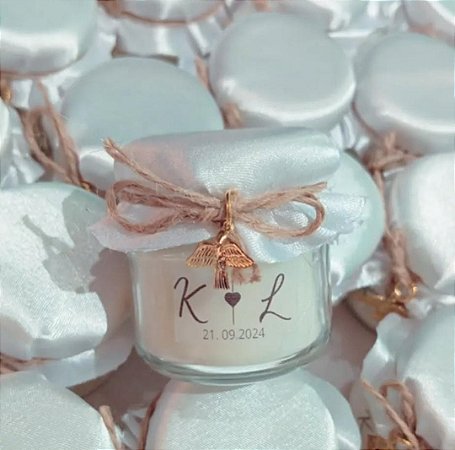 Lembrancinha para Casamento (Tecido & Pingente) -40ml (10 unid.)
