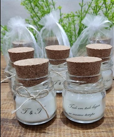 Lembrancinha de Casamento - Tampa de Rolha & fita de Cipó 40ml (10 unid.)