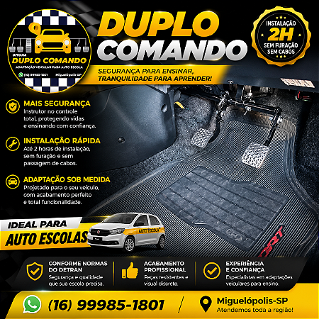 1 KIT Duplo Comando P/ Carro de Auto Escola T1