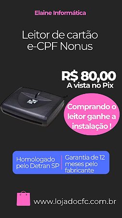Leitor de Cartão E-CPF Nonus P/Auto Escola