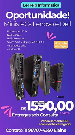 Minis PCs Desktop Lenovo e Dell Ofertas!