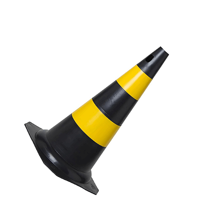 KIT 4 Cones de Sinalização Preto e Amarelo