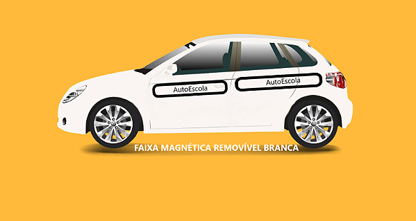 Kit Faixa Adesiva Magnética Branca Removível AutoEscola