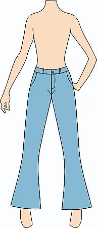 Ref. 415 - Molde de Calça Flare Feminina - Jeans com Elastano