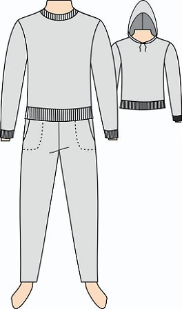 Ref. 100 - Molde de Agasalho Moletom Slim Masculino com Capuz - DIGITAL