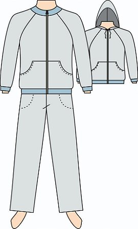 Ref. 107 - Molde de Agasalho Unissex Manga Raglan (também usado como escolar) DIGITAL