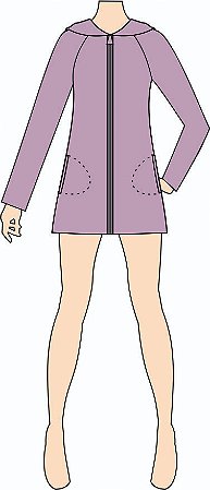 Ref. 110 - Molde de Casaco Feminino Manga Raglan c/ Gola e Capuz -DIGITAL