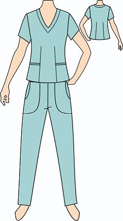 Ref. 475 - Molde de Pijama Cirúrgico Feminino (Scrub) - DIGITAL