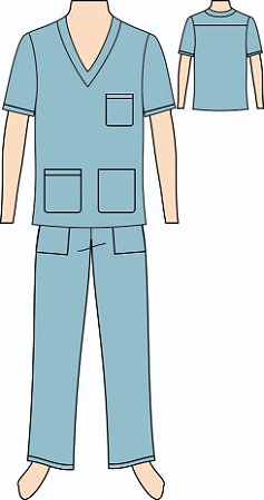 Ref. 476 - Molde de Pijama Cirúrgico Masculino (Scrub) - DIGITAL