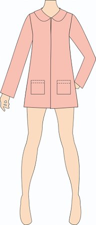 Ref. 143 - Molde de Casaco Feminino Teddy com gola e capuz - DIGITAL