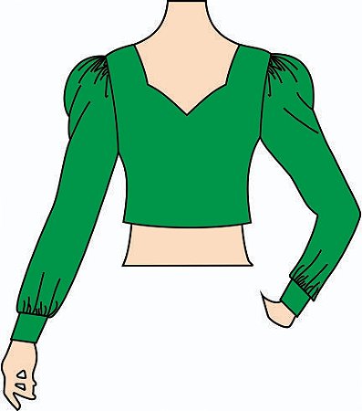 Ref. 398 - Blusa Cropped Manga Bufante Decote Princesa