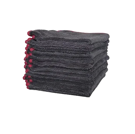 PANO DE MICROFIBRA CINZA COM BORDA VERMELHA- 40 X 60-600GSM