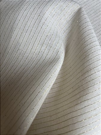 Tecido FESTA OFF 3367-2 Cor Crú/Lurex Ouro 9004