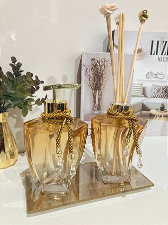 Kit Difusor e Saboneteira com Bandeja Elegance Dourado Degradê
