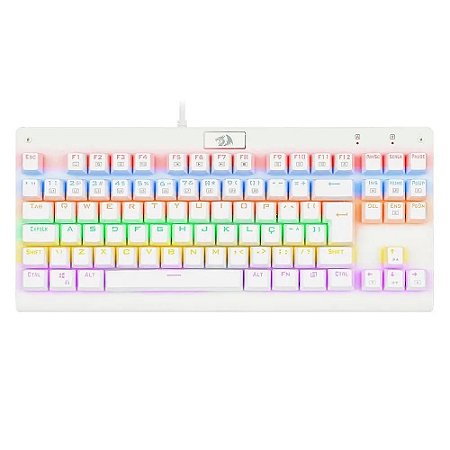 Teclado Mecânico Gamer Redragon Dark Avenger Lunar White, Rainbow, Switch Brown, ABNT2 - Branco