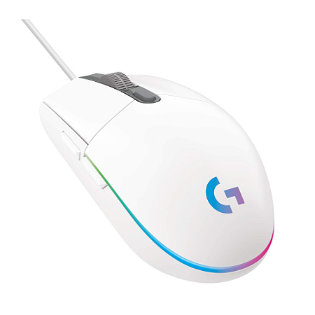 Mouse Gamer Logitech G203 LIGHTSYNC RGB, Efeito de Ondas de Cores, 6 Botões Programáveis e Até 8.000 DPI, Branco
