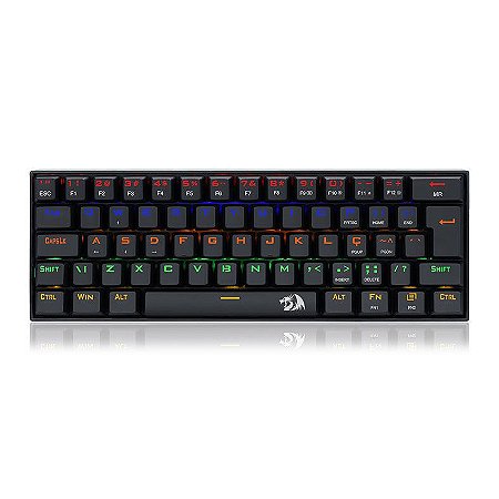 Teclado Mecânico Gamer Redragon Lakshmi K606R 60%, LED Rainbow, Switch Redragon MK II, ABNT2, Preto - K606R (PT-BLUE)