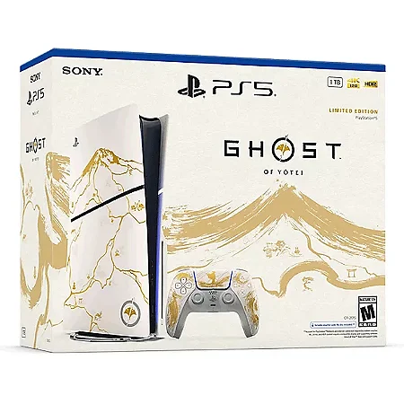 Console Sony PlayStation 5 Slim, Edição Limitada Ouro, Ghost of Yotei, SSD 1TB, Controle Sem Fio DualSense