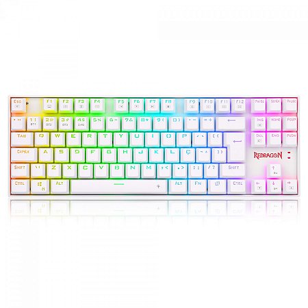 Teclado Mecânico Gamer Redragon Kumara, Anti-Ghosting, RGB, Switch Outemu Red, ABNT2, Branco - K552W-RGB (PT-RED)