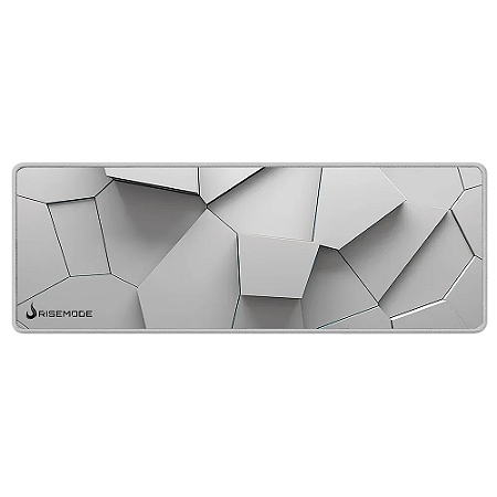 Mousepad Gamer Rise Mode 3D 02, Estendido 900x300mm, Borda Costurada, Branco - RM-MP-3D2-W