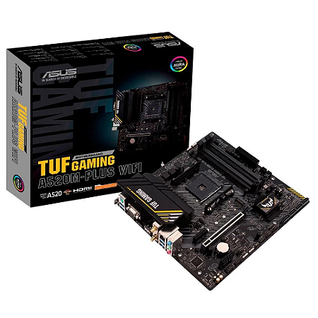 Placa-Mãe ASUS TUF GAMING A520M-PLUS WIFI, AMD AM4, RGB, mATX, DDR4, Preto - 90MB17F0-M0EAY0