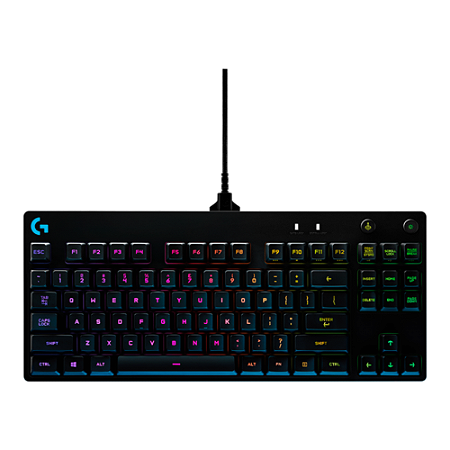 Teclado Mecânico Gamer Logitech G PRO com Layout US, RGB LIGHTSYNC, Design TKL, Cabo Destacável e Switch Exclusivo GX Bl