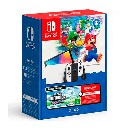 Console Nintendo Switch OLED 64gb + Super Mario Bros Wonder + 3 Meses de Assinatura