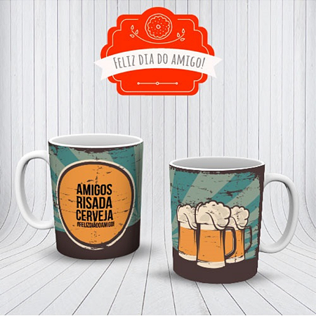 Caneca Porcelana com Estampa Dia dos Amigos – Presente Perfeito