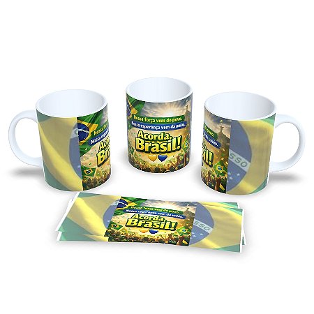 Caneca de Porcelana "Acorda Brasil" - Edição Patriota