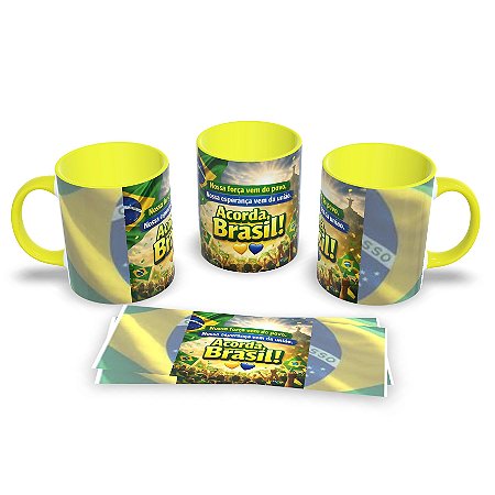 Caneca Acorda Brasil: Justiça, Liberdade e Café