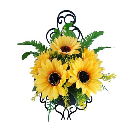 Arranjo de parede arandela com girassol flor grande artificial