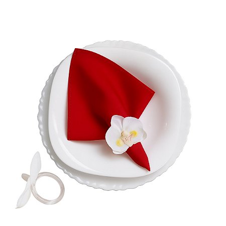 6 Argola Porta Guardanapo Orquídea Branca Decoração Mesa Posta Kit 6un