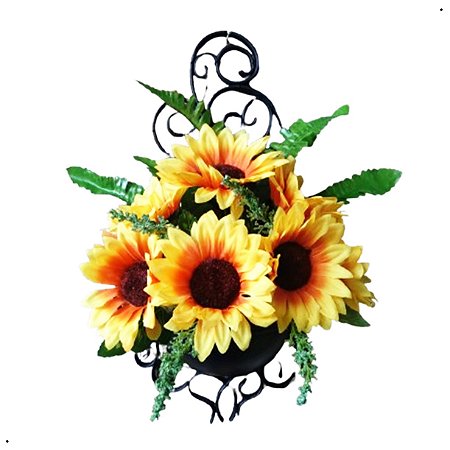 Arranjo De Girassol Artificial Flor Grande Com Vaso De Parede Arandela Artificial
