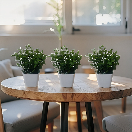 3 Vasinhos Decorativos Com Folhagem Eucalipto Trio Pronto