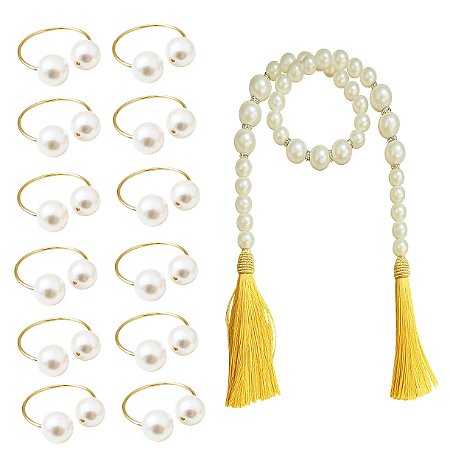 Colar De Mesa Decorativo Perolas Com Argola Porta Guardanapos Kit Mesa Posta Decor