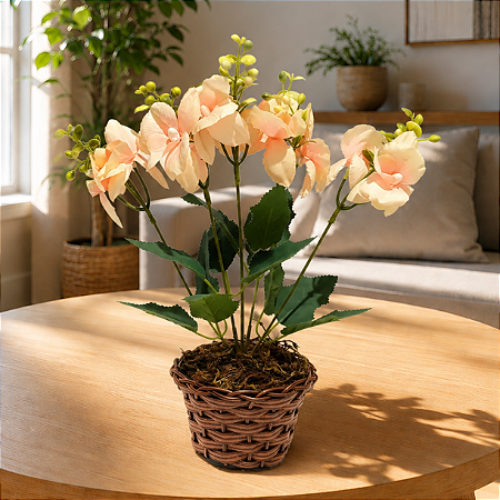 Arranjo Orquidea 5 Galhos Com Vaso Estilo Junco Salmao