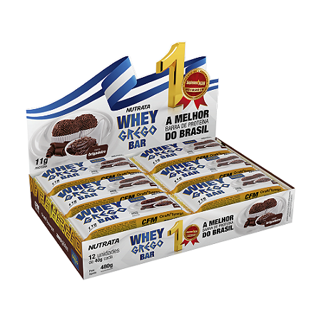 Whey Grego Bar Sabor Brigadeiro 40g Display Com 12 Barras