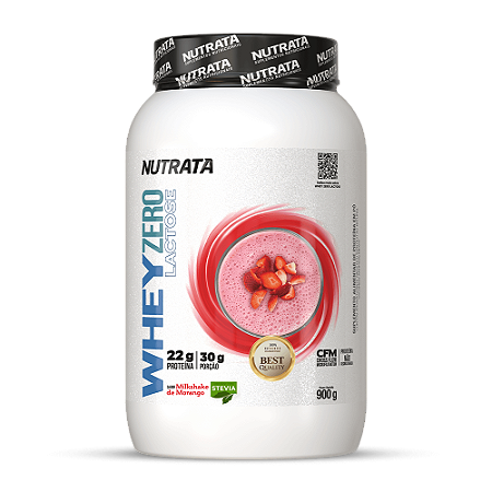 Whey Zero Lactose Sabor Morango 900G Nutrata