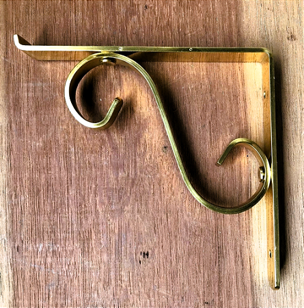 SUPORTE (MÃO FRANCESA) PARA PRATELEIRA COLONIAL EM LATÃO DOURADO 150MM