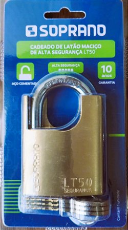 CADEADO EM LATÃO MACIÇO 50MM SOPRANO