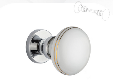 MAÇANETA OU TRINCO DE PORCELANA PARA PORTAS EM GERAL - 1 CR BR ANEL DOURADO