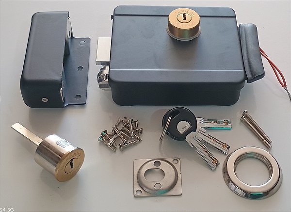 FECHADURA PRETA ELÉTRICA 12V. SOPRANO